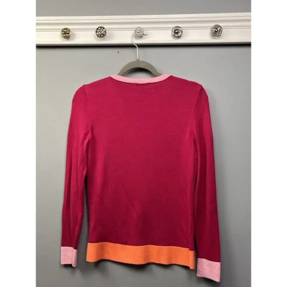 Talbots Sweater Womens Small Petite Angora Blend Zipper accents Pink‎ Orange